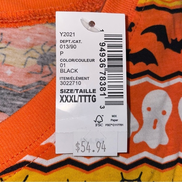 The Place Adult Unisex Glow in the Dark Halloween Fairisle Long Sleeve Tee XXXL - Picture 3 of 7